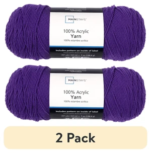 2 pack Mainstays Acrylic Yarn, Medium 4, Purple, 7 oz, 397 Yards 2 pack Mainstays Acrylic Yarn, Medium 4, Purple, 7 oz, 397 Yards
