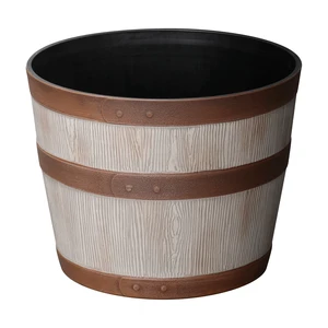 Better Homes & Gardens Whiskey Barrel Round Recycled Resin Planter, Light Brown, 12.9in x 12.9in x 10in Better Homes & Gardens Whiskey Barrel Round Recycled Resin Planter, Light Brown, 12.9in x 12.9in x 10in