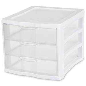 Sterilite 3 Drawer Unit, Countertop Organizer, Clear Storage for Desk, Countertop and Shelf, White Sterilite 3 Drawer Unit, Countertop Organizer, Clear Storage for Desk, Countertop and Shelf, White