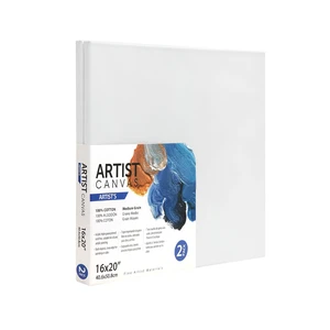 Artist Deluxe Stretched Canvas, 16"x20", 2 Pack, 100% Cotton, Acid Free, White Artist Deluxe Stretched Canvas, 16"x20", 2 Pack, 100% Cotton, Acid Free, White
