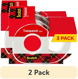 Scotch Transparent Tape Dispenser Tape (2 Pack, 3 Dispensers) - 3/4in x 300in, Clear Scotch Transparent Tape Dispenser Tape (2 Pack, 3 Dispensers) - 3/4in x 300in, Clear