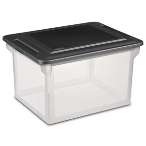 Sterilite File Box, Clear Plastic Bin with Black Lid, Letter/Legal Size, Black Sterilite File Box, Clear Plastic Bin with Black Lid, Letter/Legal Size, Black
