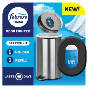 Febreze Trash Odor Fighter, Linen & Sky Scent, 1 Holder + 1 Refill Febreze Trash Odor Fighter, Linen & Sky Scent, 1 Holder + 1 Refill
