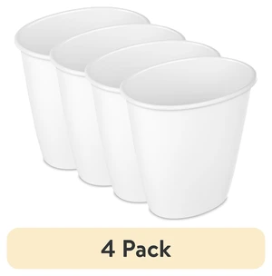 Sterilite Small Bathroom Trash Can, 1.5 Gallon, Plastic, 4-Pack, No Lid, White Sterilite Small Bathroom Trash Can, 1.5 Gallon, Plastic, 4-Pack, No Lid, White