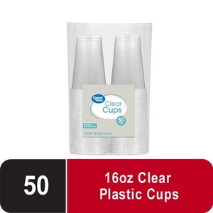Great Value 16Fl Oz 50Count Clear Disposable Plastic Cups Great Value 16Fl Oz 50Count Clear Disposable Plastic Cups