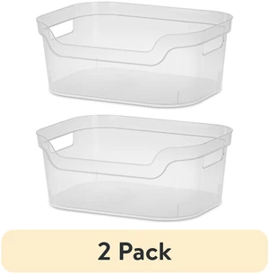 Mainstays Medium Open Bin (2 Pack), Clear Plastic, Scoop-Front Storage Bin Mainstays Medium Open Bin (2 Pack), Clear Plastic, Scoop-Front Storage Bin