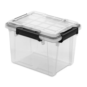 Sterilite Small Gasket Box 19 Quart IP68 Waterproof Clear Plastic Storage Bin with Lid, Gasket Seal and Durable Latches, Black Sterilite Small Gasket Box 19 Quart IP68 Waterproof Clear Plastic Storage Bin with Lid, Gasket Seal and Durable Latches, Black