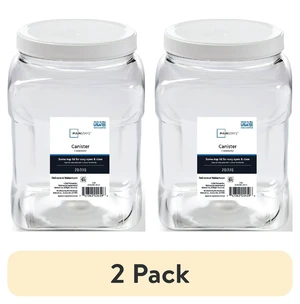 Mainstays 2 qt Clear Plastic Food Storage Canister with White Twist-Top Lid, 2 Pack Mainstays 2 qt Clear Plastic Food Storage Canister with White Twist-Top Lid, 2 Pack