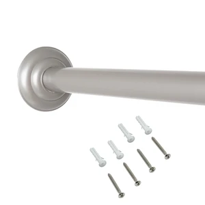 Mainstays Adjustable Wall-Mount Metal Shower Curtain Rod, 41" - 72", Nickel, Need to Drill Mainstays Adjustable Wall-Mount Metal Shower Curtain Rod, 41" - 72", Nickel, Need to Drill