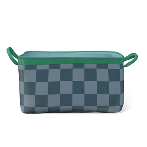 Mainstays Kids Medium Blue Checkered Canvas Storage Basket with Handles Mainstays Kids Medium Blue Checkered Canvas Storage Basket with Handles