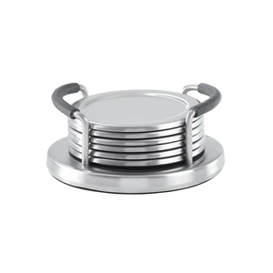 Mainstays Stainless Steel Drink Coaster Set with Holder, Brushed Metal for Coffee Table, Dining Table, Kitchen Counter Mainstays Stainless Steel Drink Coaster Set with Holder, Brushed Metal for Coffee Table, Dining Table, Kitchen Counter