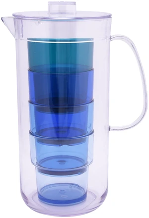 Mainstays 3-Quart Blue Acrylic Pitcher with 14-Ounce Stackable Tumbler Set Mainstays 3-Quart Blue Acrylic Pitcher with 14-Ounce Stackable Tumbler Set