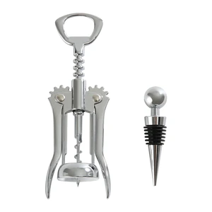 Mainstay Stainless Steel Wing Corkscrew Bottle Opener and Wine Stopper Set Mainstay Stainless Steel Wing Corkscrew Bottle Opener and Wine Stopper Set