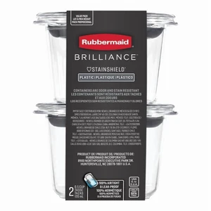 Rubbermaid Brilliance 2pk 0.5Cup Food Storage Containers, Leakproof, Stackable, Airtight, Microwave & Freezer Safe Rubbermaid Brilliance 2pk 0.5Cup Food Storage Containers, Leakproof, Stackable, Airtight, Microwave & Freezer Safe