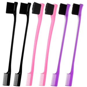Double Sided Edge Control Hair Brush, 6-Pack, Pink Purple Black Double Sided Edge Control Hair Brush, 6-Pack, Pink Purple Black