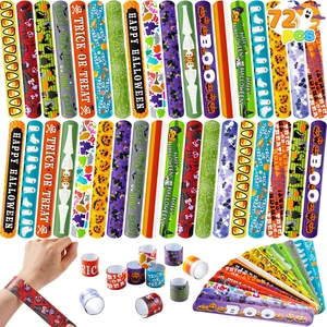 JOYIN 72 PCS Halloween Slap Bracelets for Kids Bulk Party Favors Goodie Bag Fillers Classroom Favors Friendship Snap Bracelet Gifts JOYIN 72 PCS Halloween Slap Bracelets for Kids Bulk Party Favors Goodie Bag Fillers Classroom Favors Friendship Snap Bracelet Gifts