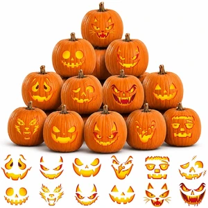 Halloween Pumpkin Decorating Kit with Funny Face Stickers, Party Favors for Classroom Halloween Pumpkin Decorating Kit with Funny Face Stickers, Party Favors for Classroom