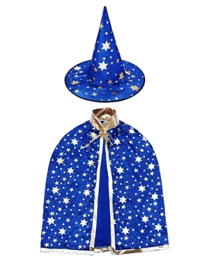 2-Pack Kids Wizard Costume, Magical Witch Cape and Wizard Hat 2-Pack Kids Wizard Costume, Magical Witch Cape and Wizard Hat