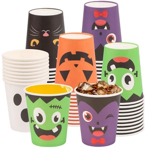 50-Pack Halloween Disposable Paper Cups 9oz, Pumpkin Ghost Devil Face Drinking Cups for Party DIY Holiday 50-Pack Halloween Disposable Paper Cups 9oz, Pumpkin Ghost Devil Face Drinking Cups for Party DIY Holiday