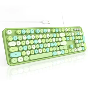 Colorful Wired USB Full Size Typewriter Keyboard with Foldable Stands for Windows PC Laptop (Green) Colorful Wired USB Full Size Typewriter Keyboard with Foldable Stands for Windows PC Laptop (Green)