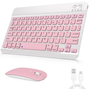 Bluetooth Keyboard and Mouse Combo, Ultra-Slim Wireless Rechargeable, Universal for Android Windows iPad iPhone Samsung Tablet - Pink Bluetooth Keyboard and Mouse Combo, Ultra-Slim Wireless Rechargeable, Universal for Android Windows iPad iPhone Samsung Tablet - Pink