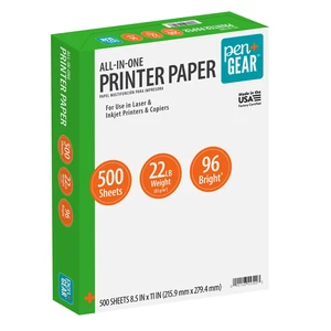 Pen+Gear All-in-One Printer Paper, 8.5 x 11, 96 Bright, 22 lb, 500 Sheets, White Pen+Gear All-in-One Printer Paper, 8.5 x 11, 96 Bright, 22 lb, 500 Sheets, White