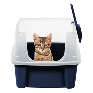 Inspired Essentials, High Sided Open Top Cat Litter Box with Scoop, Navy Inspired Essentials, High Sided Open Top Cat Litter Box with Scoop, Navy