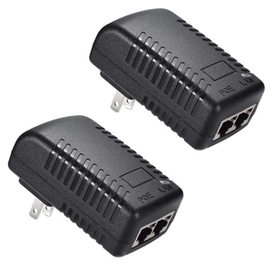 48V 24W 0.5A PoE Injector, IEEE 802.3af, 10/100Mbps, US Wall Plug, for IP Phones Cameras PoE Devices, 2-Pack 48V 24W 0.5A PoE Injector, IEEE 802.3af, 10/100Mbps, US Wall Plug, for IP Phones Cameras PoE Devices, 2-Pack