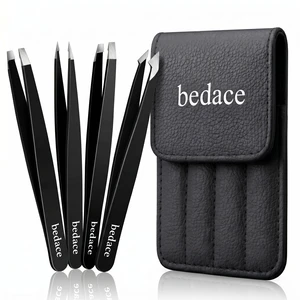 BEDACE Tweezers, 430 Stainless Steel, Thickened, High Precision, Comfort Slant Point Flat Hook for Facial Hair Eyebrows Ingrown Hair BEDACE Tweezers, 430 Stainless Steel, Thickened, High Precision, Comfort Slant Point Flat Hook for Facial Hair Eyebrows Ingrown Hair