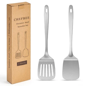 ChefBee 2-Piece Stainless Steel Spatula Set, Solid and Slotted Turner ChefBee 2-Piece Stainless Steel Spatula Set, Solid and Slotted Turner