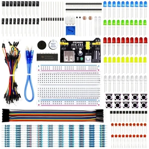 REXQualis Electronics Basic Kit with Power Supply Module, Breadboard, Jumper Wire, LED, Resistor, 300+ PCS Sensors and Components for Electronics Projects REXQualis Electronics Basic Kit with Power Supply Module, Breadboard, Jumper Wire, LED, Resistor, 300+ PCS Sensors and Components for Electronics Projects