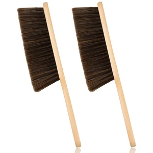 2-Piece Wooden Dust Brush Hand Broom with Long Wood Handle, Whisk Broom, Soft Bristle Brush for Counter, Bed, Sofa, Car, Fireplace, Clothes, Household Cleaning 2-Piece Wooden Dust Brush Hand Broom with Long Wood Handle, Whisk Broom, Soft Bristle Brush for Counter, Bed, Sofa, Car, Fireplace, Clothes, Household Cleaning