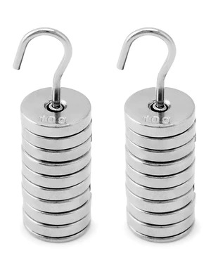 QWORK Lab Slotted Mass Set, 2 Sets of Chromium-Plated Metal Slotted Weights, Each Set: 100g Total (9 Weights x 10g + 1 Hanger x 10g) QWORK Lab Slotted Mass Set, 2 Sets of Chromium-Plated Metal Slotted Weights, Each Set: 100g Total (9 Weights x 10g + 1 Hanger x 10g)