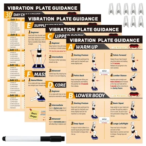 4PCS Vibration Plate Workout Poster Set - 3 Exercise Wall Charts, 1 30-Day Planner, 8 Double-Sided Clips, Whole Body Vibrating Exercise Charts for All Vibration Machines 4PCS Vibration Plate Workout Poster Set - 3 Exercise Wall Charts, 1 30-Day Planner, 8 Double-Sided Clips, Whole Body Vibrating Exercise Charts for All Vibration Machines