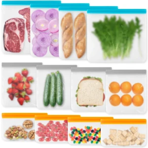 12-Pack Reusable Silicone Freezer Bags, Dishwasher Safe, Leakproof (4 Snack Bags, 4 Sandwich Bags, 4 Gallon Bags) 12-Pack Reusable Silicone Freezer Bags, Dishwasher Safe, Leakproof (4 Snack Bags, 4 Sandwich Bags, 4 Gallon Bags)