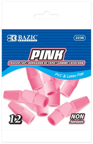 BAZIC Pink Pencil-Top Eraser Caps, Latex-Free, PVC-Free, 12 Count BAZIC Pink Pencil-Top Eraser Caps, Latex-Free, PVC-Free, 12 Count
