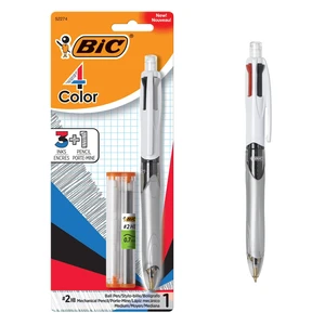 BIC 4-Color 3+1 Retractable Ballpoint Pen & 0.7mm Pencil, 1 Count BIC 4-Color 3+1 Retractable Ballpoint Pen & 0.7mm Pencil, 1 Count