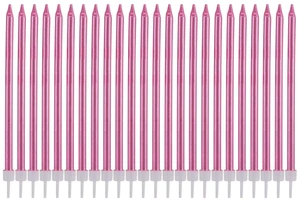 Pfizermay 24 Count Metallic Birthday Candles with Holders, Pink Tall Thin Cupcake Candles for Birthday Wedding Party Decoration Pfizermay 24 Count Metallic Birthday Candles with Holders, Pink Tall Thin Cupcake Candles for Birthday Wedding Party Decoration