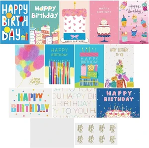 12 Pcs 4x6 Inch Colored Happy Birthday Cards with Envelopes and Stickers 12 Pcs 4x6 Inch Colored Happy Birthday Cards with Envelopes and Stickers