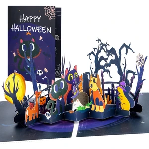 Pop Up Greeting Card - Halloween Funny Animals Themed Pop Up Greeting Card - Halloween Funny Animals Themed