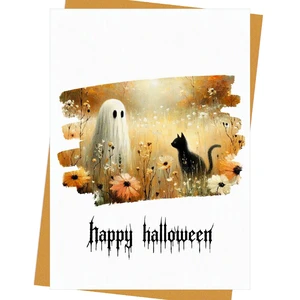 Autumn Watercolor Greeting Card with Orange Daisies, Fall Leaves, and Envelope for Halloween, Thanksgiving, Birthday Autumn Watercolor Greeting Card with Orange Daisies, Fall Leaves, and Envelope for Halloween, Thanksgiving, Birthday