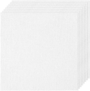Linen Embroidery Fabric, 8PCS, 5.9x5.9Inch, Bright White Linen Embroidery Fabric, 8PCS, 5.9x5.9Inch, Bright White