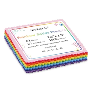 42pcs 2.5" Pre-Cut Rainbow Solid Cotton Fabric Squares Mini Charm Pack 42pcs 2.5" Pre-Cut Rainbow Solid Cotton Fabric Squares Mini Charm Pack