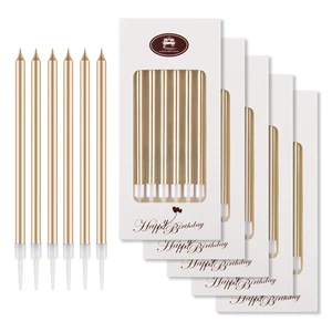 BEAN LIEVE 24-Count Long Thin Birthday Cake Candles, Slow Burning, Champagne Gold for Wedding, Lucky Party Decoration BEAN LIEVE 24-Count Long Thin Birthday Cake Candles, Slow Burning, Champagne Gold for Wedding, Lucky Party Decoration