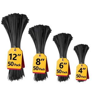 LOCKLOCK Black Zip Ties, 200 Pack, Assorted 12+8+6+4 Inch, UV Resistant Cable Ties for Outdoor Use LOCKLOCK Black Zip Ties, 200 Pack, Assorted 12+8+6+4 Inch, UV Resistant Cable Ties for Outdoor Use