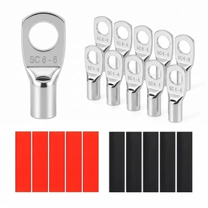10-Pack 10 Gauge Wire Connectors with Heat Shrink Tubing, Battery Terminal Ends, Tinned Copper Ring Terminals for AWG 12-10, Automotive, RV, Solar & Outdoor Power Equipme 10-Pack 10 Gauge Wire Connectors with Heat Shrink Tubing, Battery Terminal Ends, Tinned Copper Ring Terminals for AWG 12-10, Automotive, RV, Solar & Outdoor Power Equipme