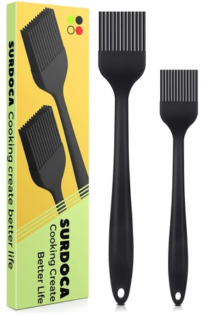 SURDOCA Silicone Pastry Basting Brush, 2Pcs 10in & 8in Heat Resistant BPA Free Kitchen Brush with Stainless Steel Core for Baking, Cooking, BBQ Grilling SURDOCA Silicone Pastry Basting Brush, 2Pcs 10in & 8in Heat Resistant BPA Free Kitchen Brush with Stainless Steel Core for Baking, Cooking, BBQ Grilling