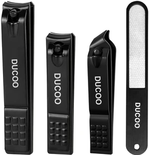 4-Piece Nail Clippers Set, Fingernail and Toenail Cutters for Men and Women, Black 4-Piece Nail Clippers Set, Fingernail and Toenail Cutters for Men and Women, Black