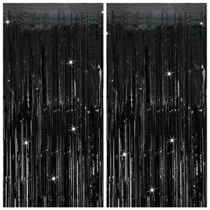 Tinsel Curtain Backdrop Black 2 Packs Glitter Foil Fringe Streamers Photo Booth Decorations for Birthday and Wedding Christmas and Halloween Tinsel Curtain Backdrop Black 2 Packs Glitter Foil Fringe Streamers Photo Booth Decorations for Birthday and Wedding Christmas and Halloween