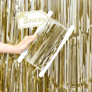 Metallic Tinsel Foil Fringe Curtains Backdrop Champagne Gold, 2 Pcs 3.28 x 6.56 ft Streamers for Birthday Party Graduation New Year Indoor Outdoor Photo Booth Window Deco Metallic Tinsel Foil Fringe Curtains Backdrop Champagne Gold, 2 Pcs 3.28 x 6.56 ft Streamers for Birthday Party Graduation New Year Indoor Outdoor Photo Booth Window Deco